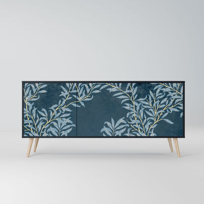 Buffet 3 portes BLUE LEAVES en finition noire