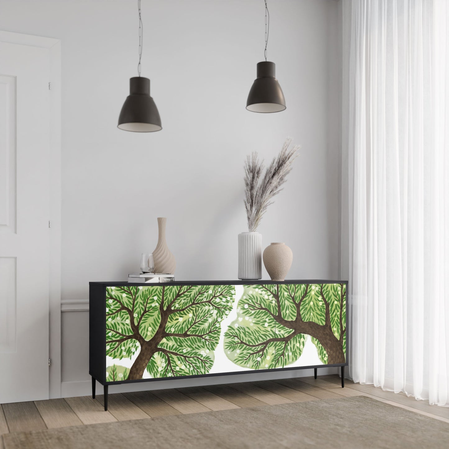 Credenza WILDERNESS DASH a 3 ante con finitura nera