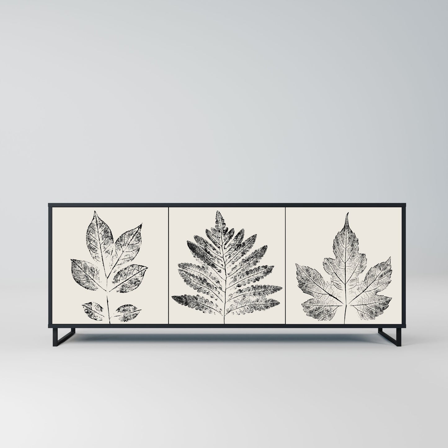 Credenza LEAFY STAMPS a 3 ante con finitura nera