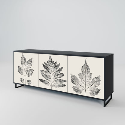 Credenza LEAFY STAMPS a 3 ante con finitura nera