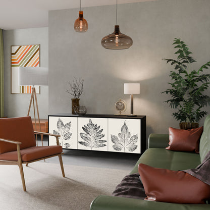 Credenza LEAFY STAMPS a 3 ante con finitura nera