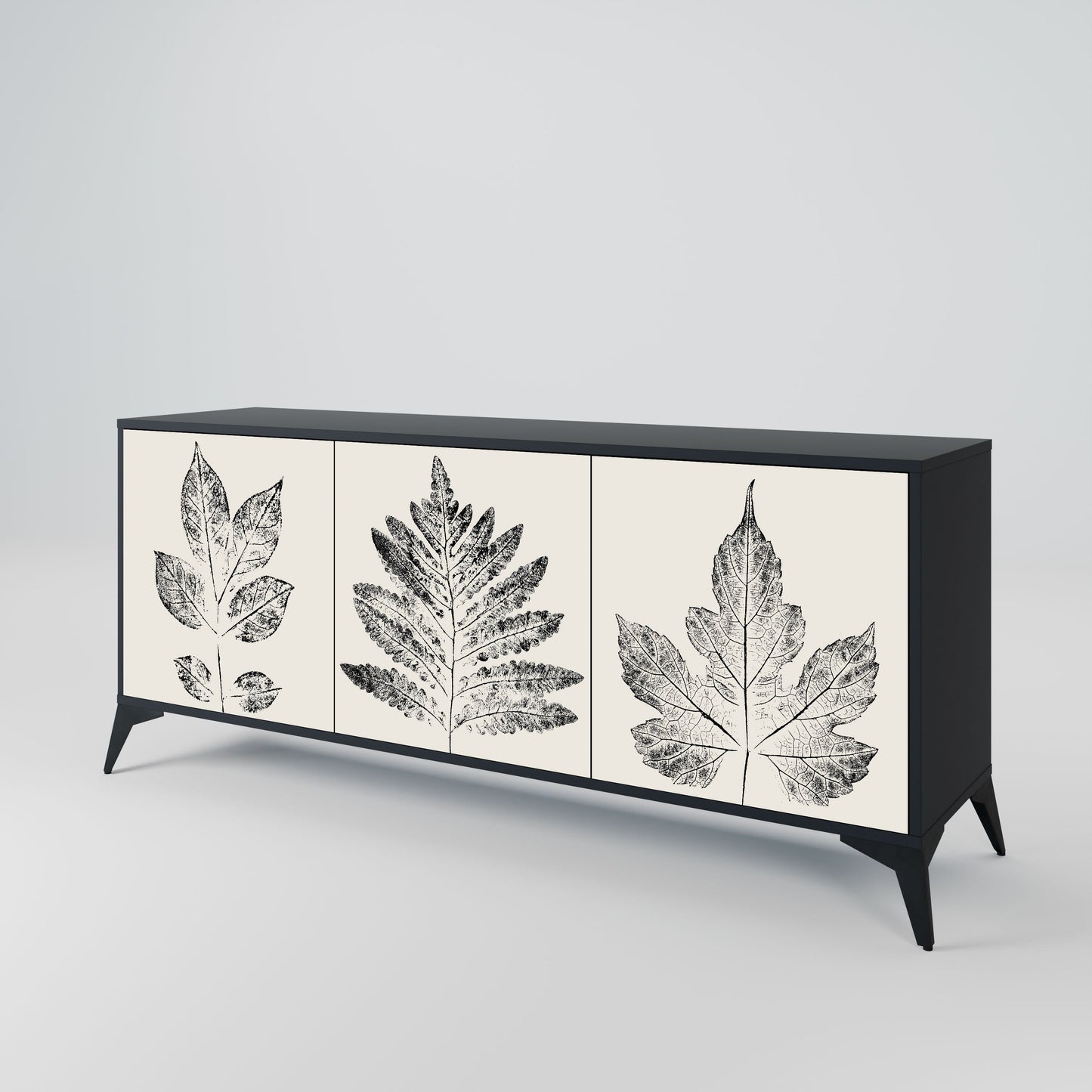 Credenza LEAFY STAMPS a 3 ante con finitura nera