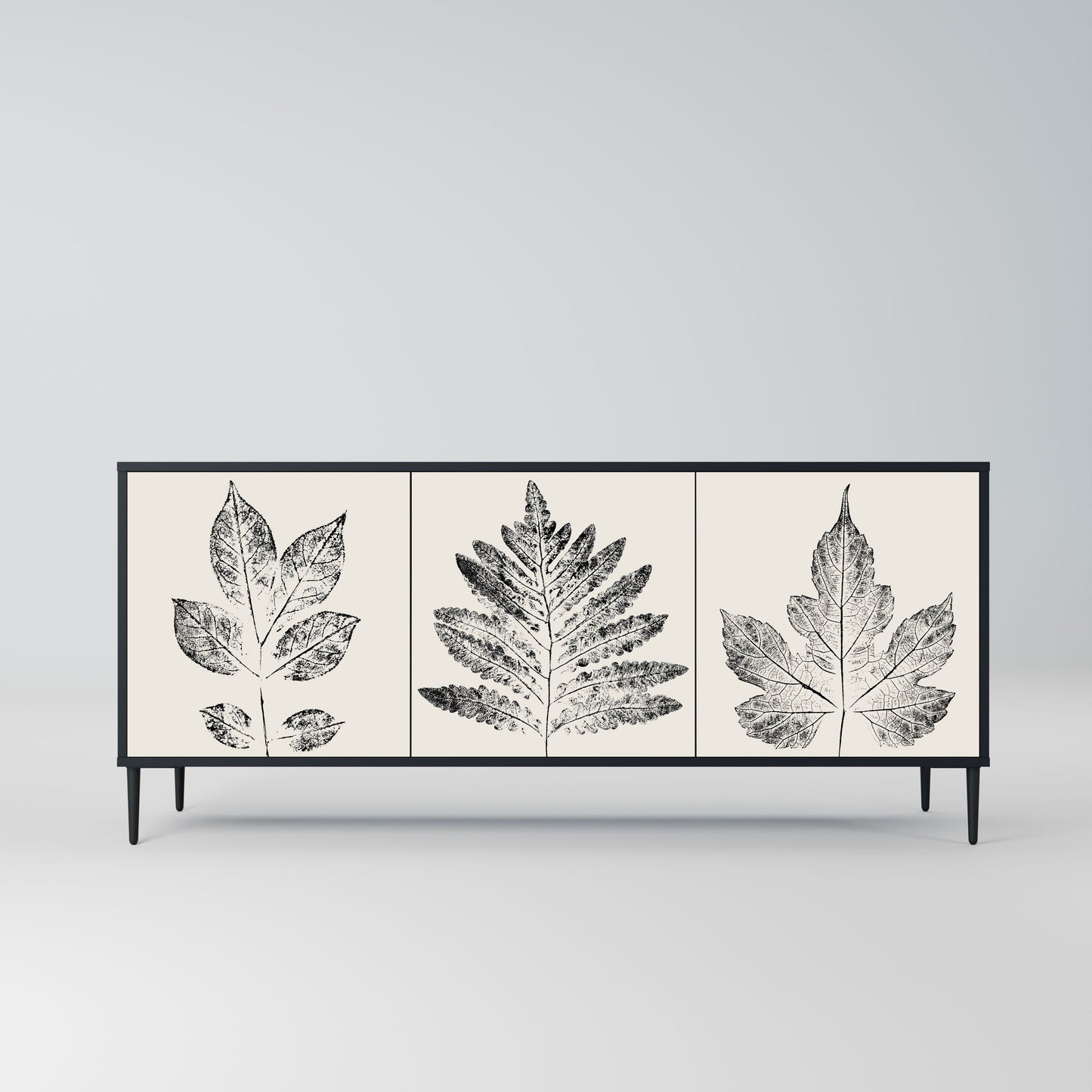 Credenza LEAFY STAMPS a 3 ante con finitura nera