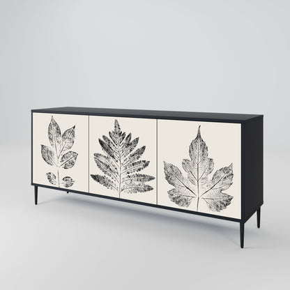 Credenza LEAFY STAMPS a 3 ante con finitura nera