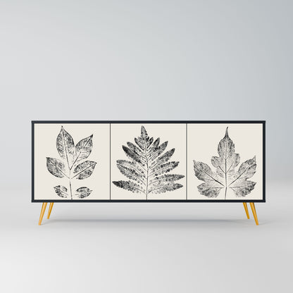 Credenza LEAFY STAMPS a 3 ante con finitura nera