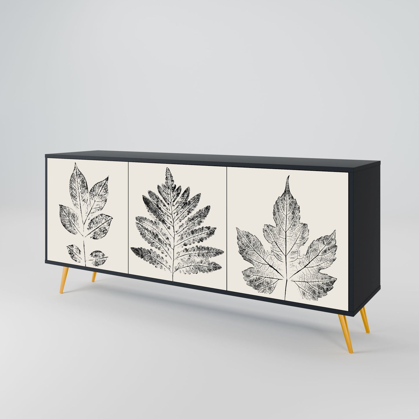 Credenza LEAFY STAMPS a 3 ante con finitura nera