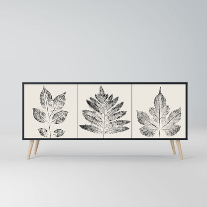 Credenza LEAFY STAMPS a 3 ante con finitura nera