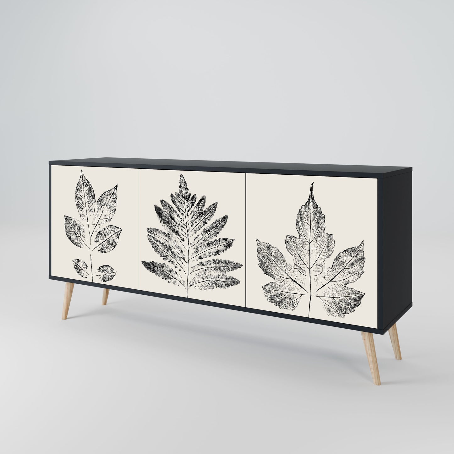 Credenza LEAFY STAMPS a 3 ante con finitura nera