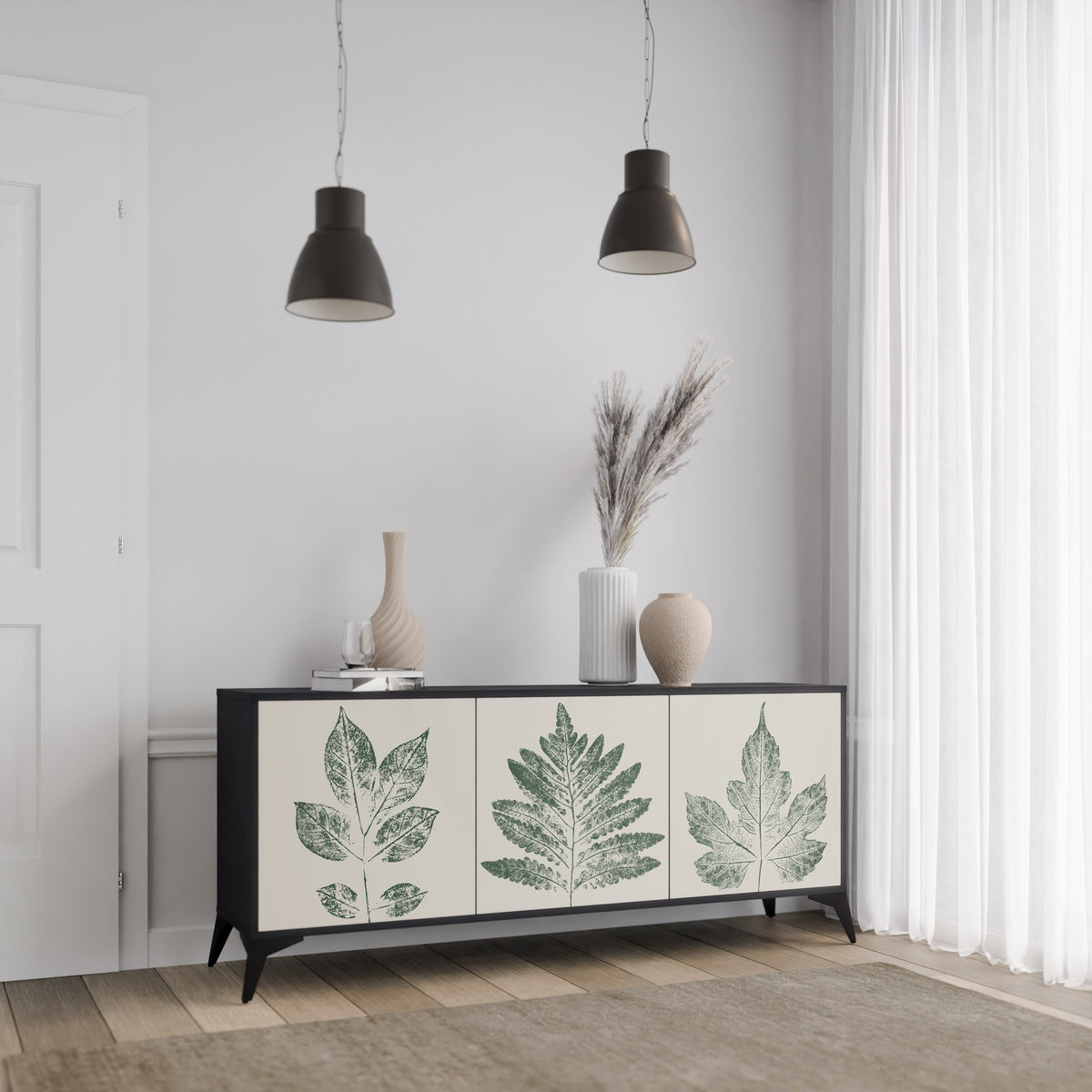 GREEN LEAFY STAMPS 3-Door Sideboard