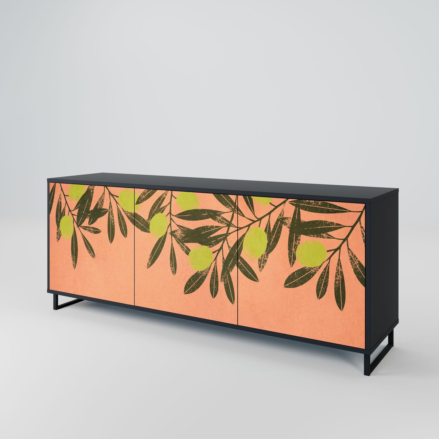 JUICY OLIVES 3-Door Sideboard in Black Finish