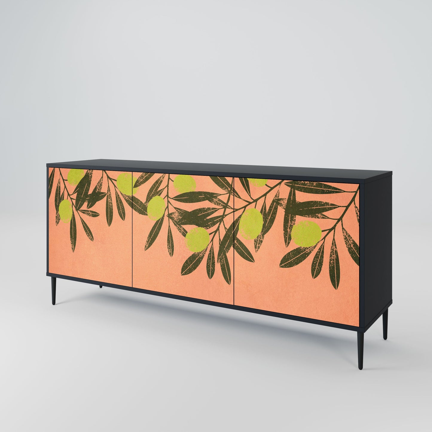 JUICY OLIVES 3-Door Sideboard in Black Finish