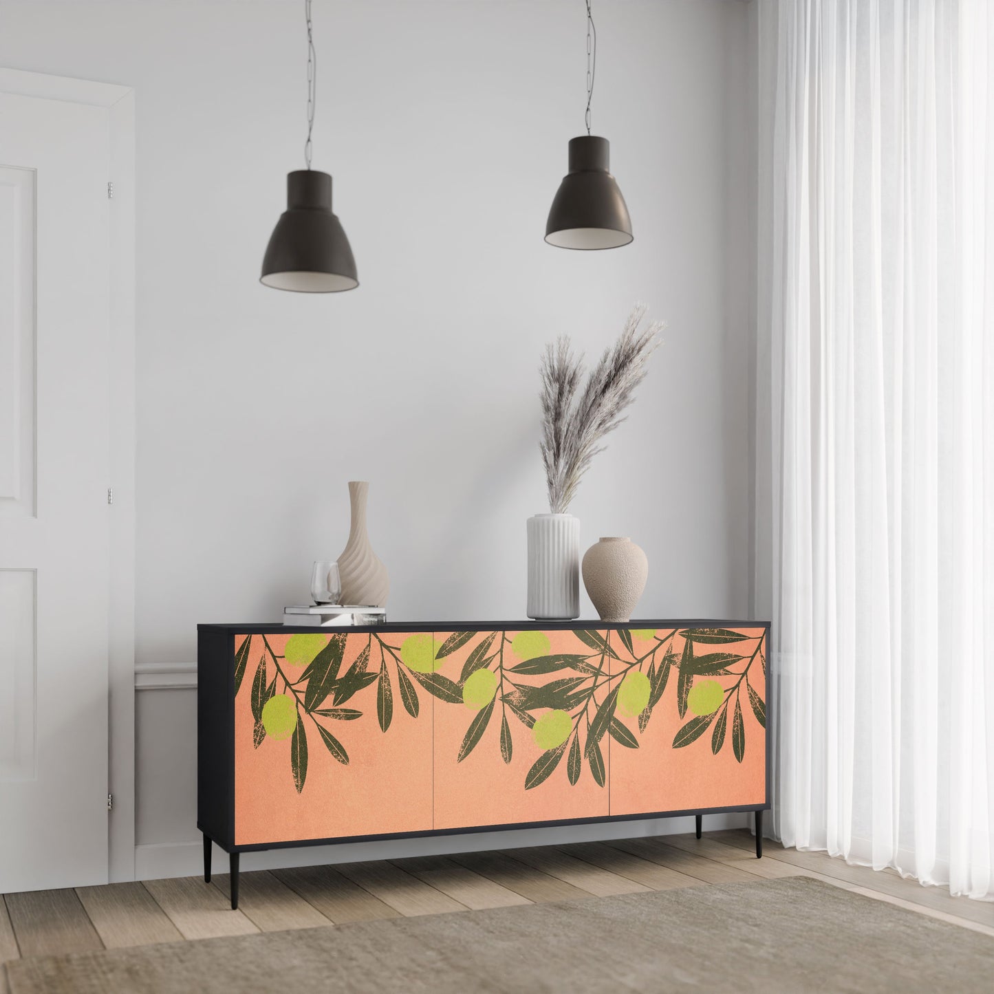 JUICY OLIVES 3-Door Sideboard in Black Finish