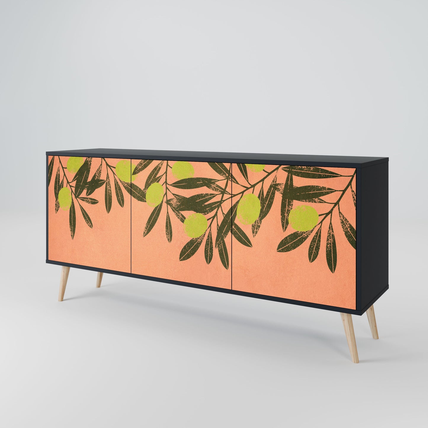 JUICY OLIVES 3-Door Sideboard in Black Finish