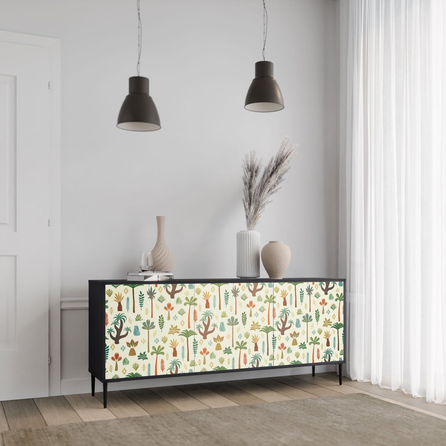 PALM SPRING 3-Door Sideboard in Black Finish