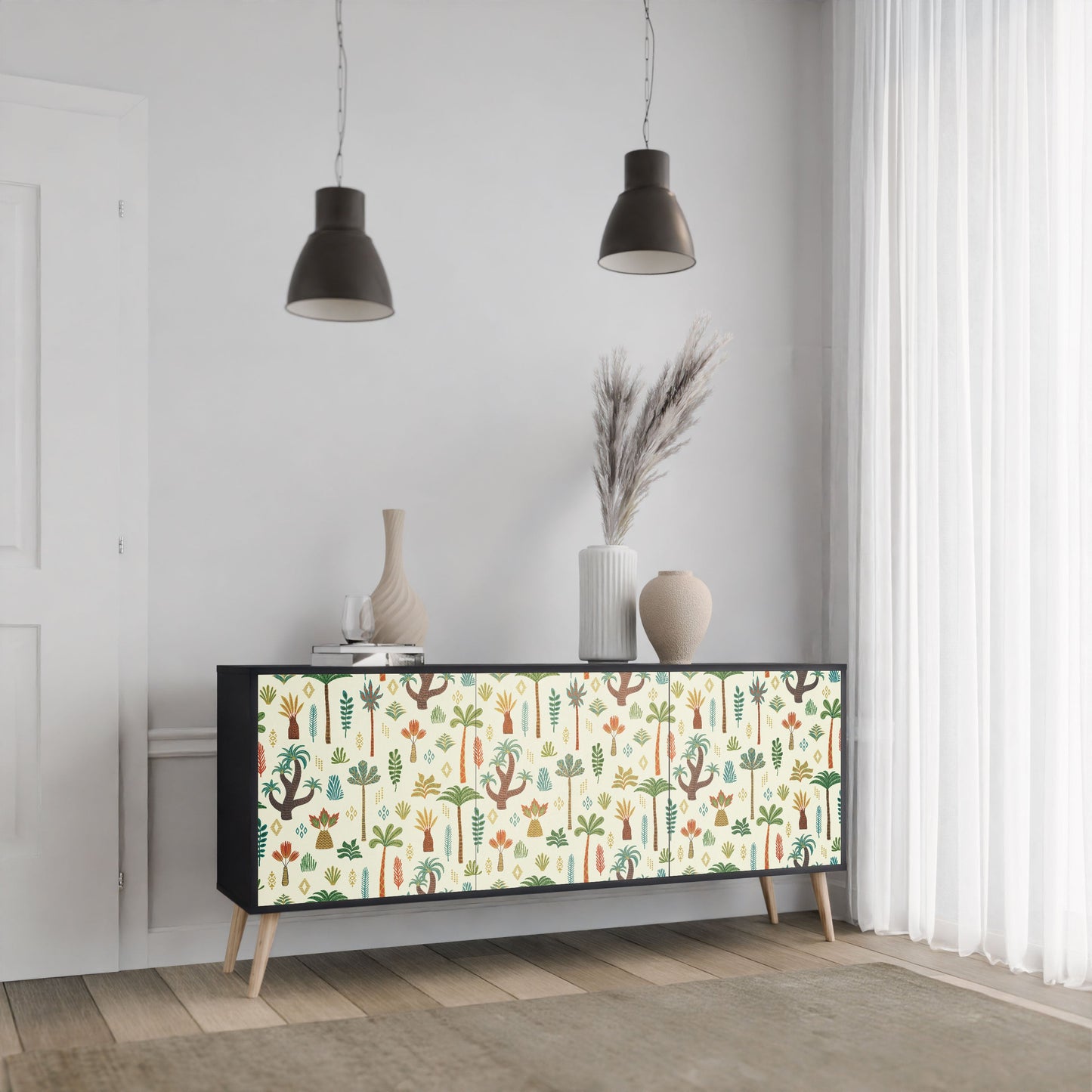 PALM SPRING 3-Door Sideboard in Black Finish