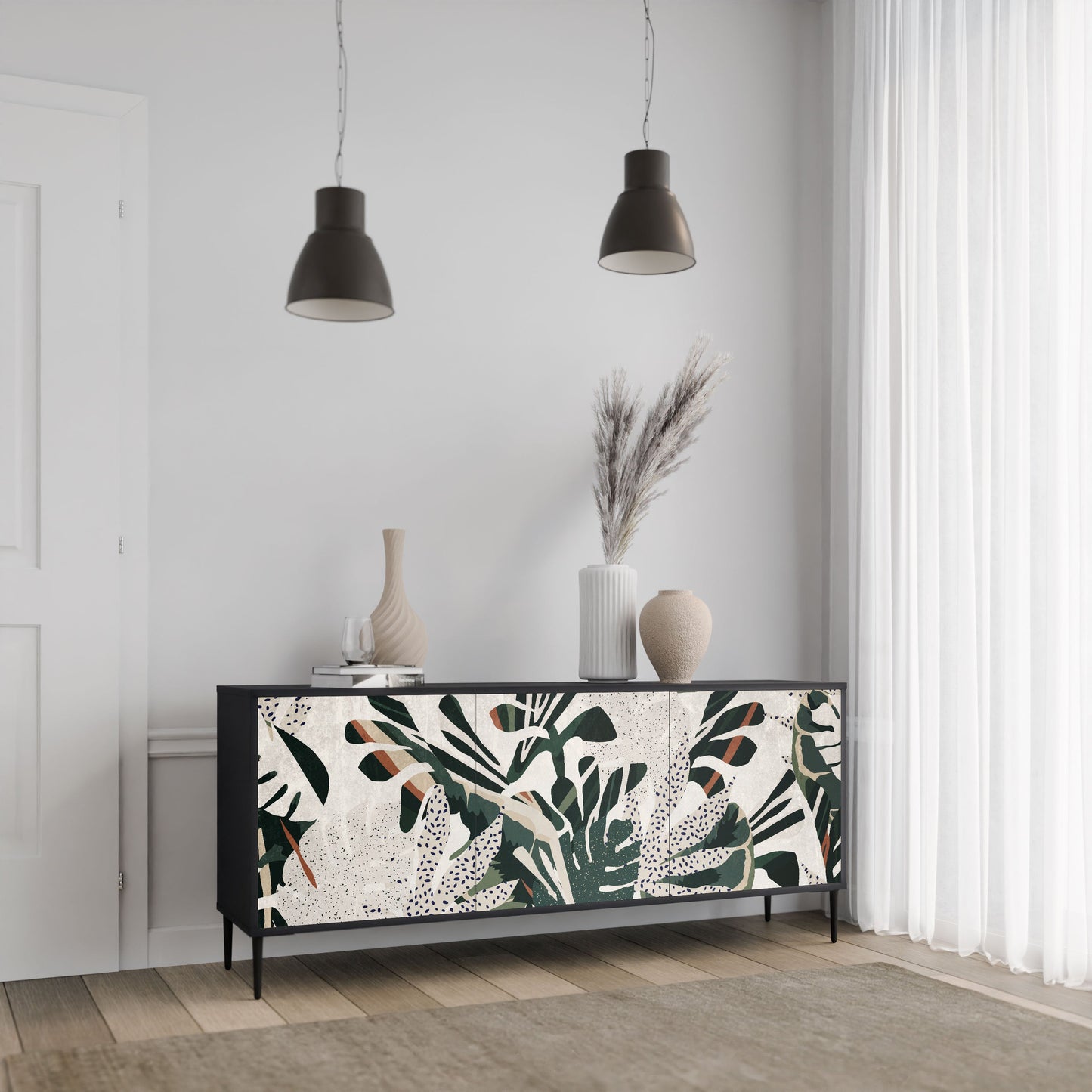 VERDURE FORMATION 3-Door Sideboard in Black Finish