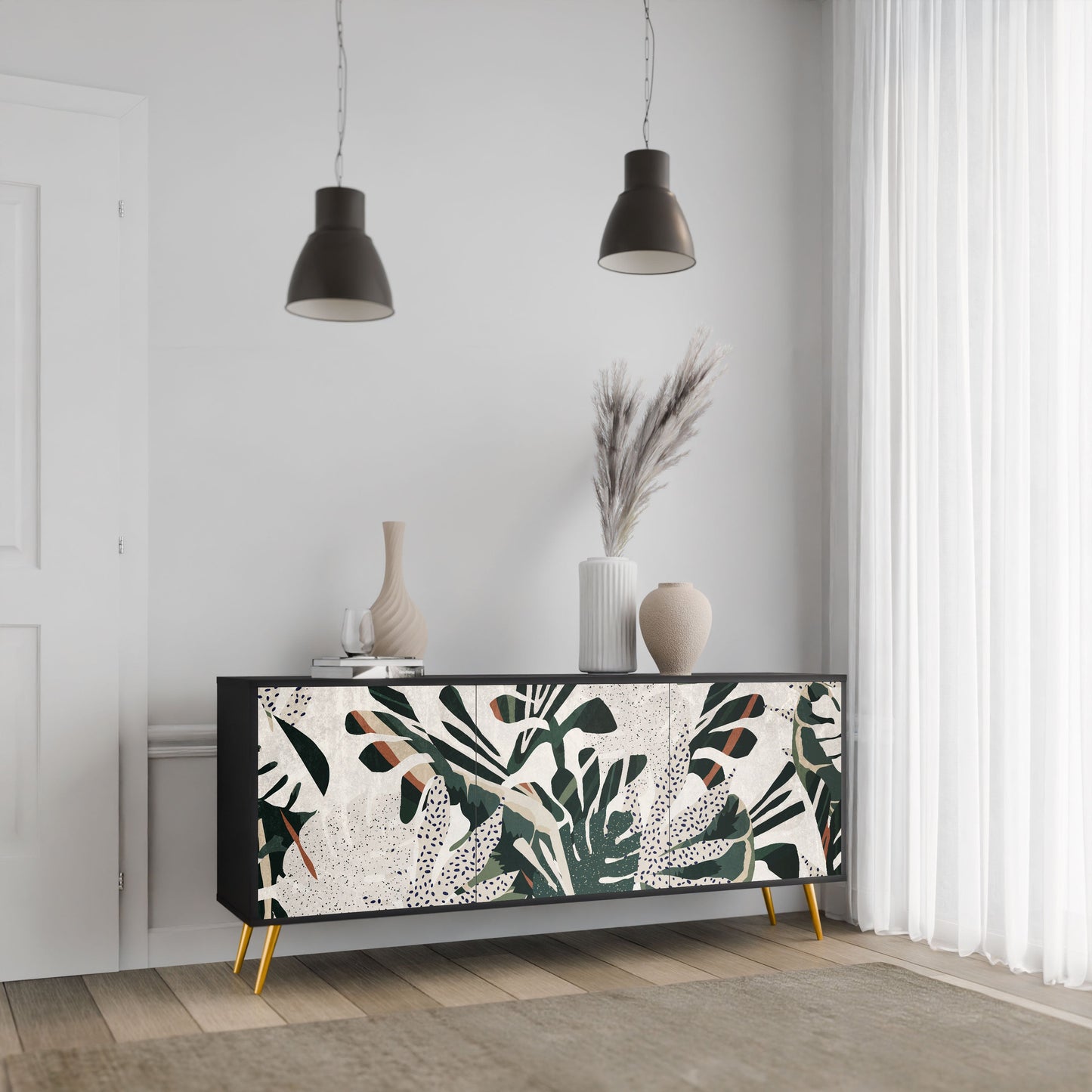 VERDURE FORMATION 3-Door Sideboard in Black Finish