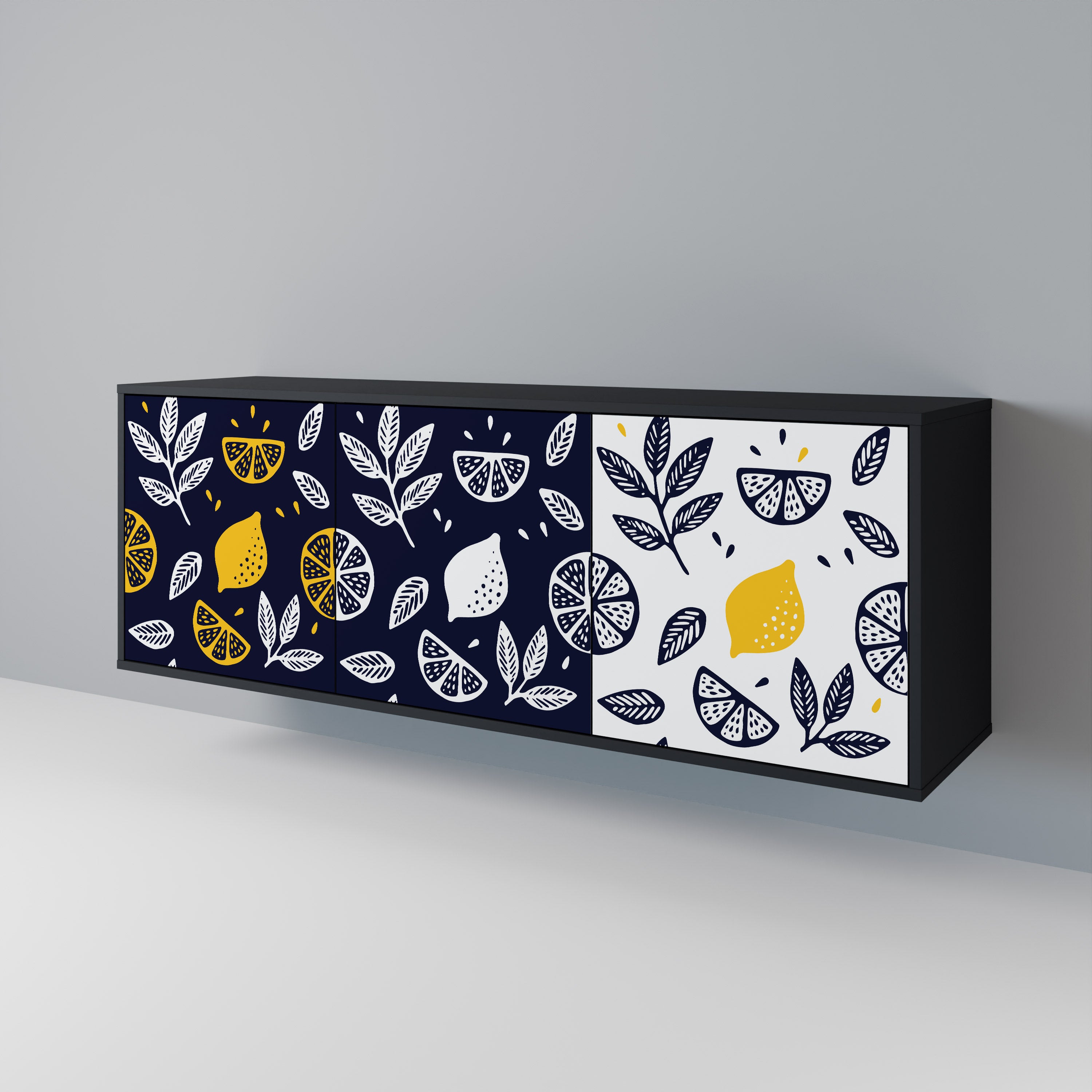 CITRUS BLACK AND WHITE Aparador de 3 Puertas