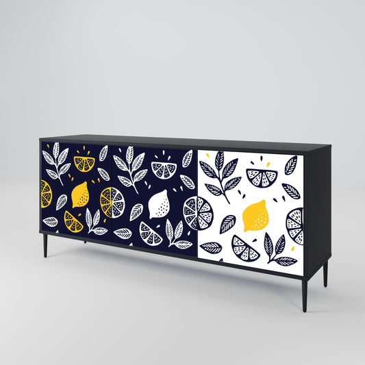 Credenza a 3 ante CITRUS BLACK AND WHITE in finitura nera