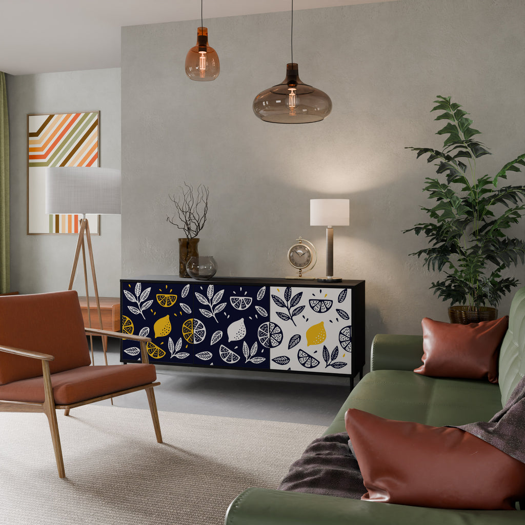 CITRUS BLACK AND WHITE Aparador de 3 Portas