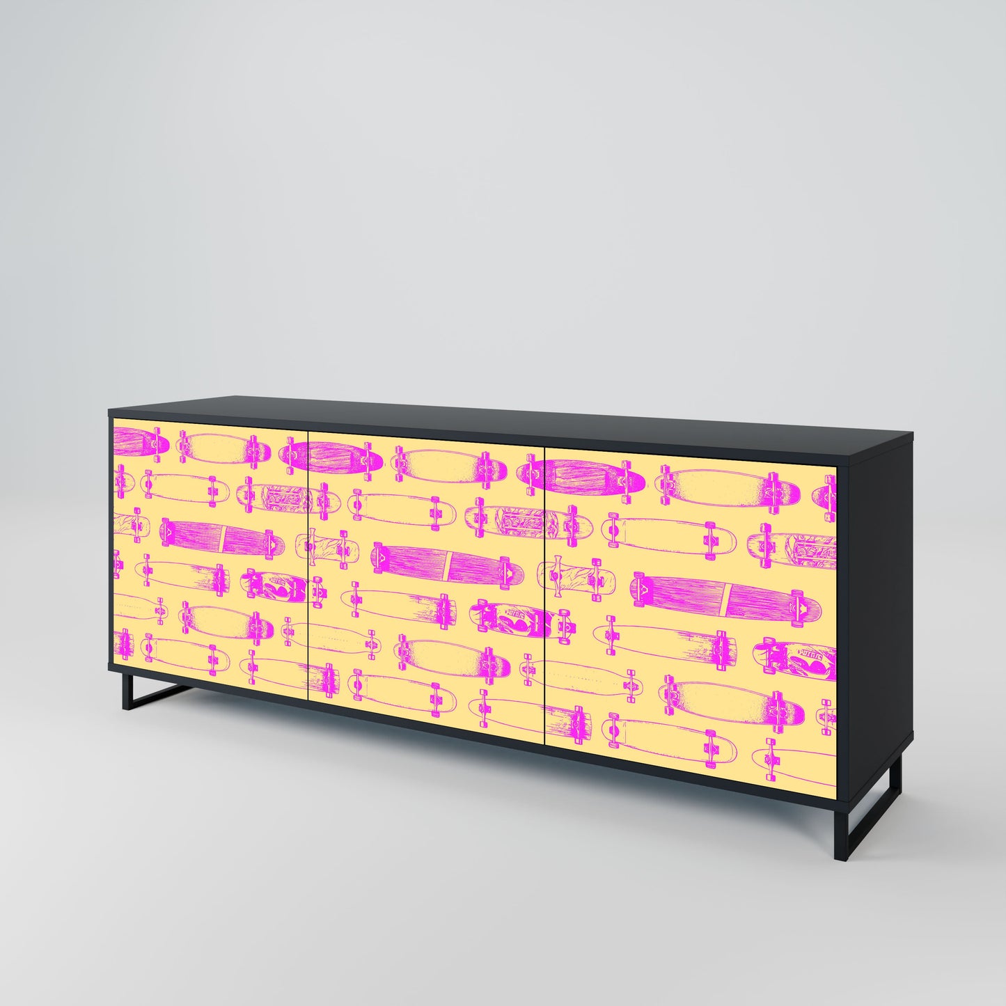 Credenza SKATEBOARD ARTISTRY a 3 ante con finitura nera