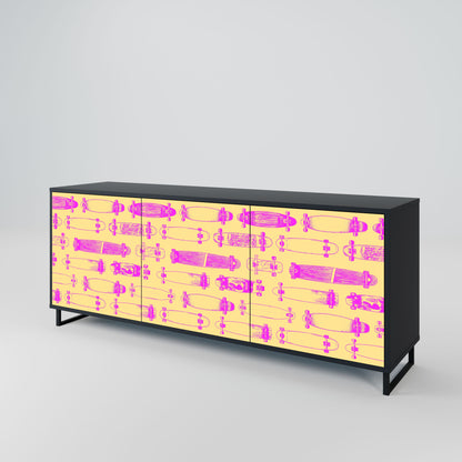 Credenza SKATEBOARD ARTISTRY a 3 ante con finitura nera