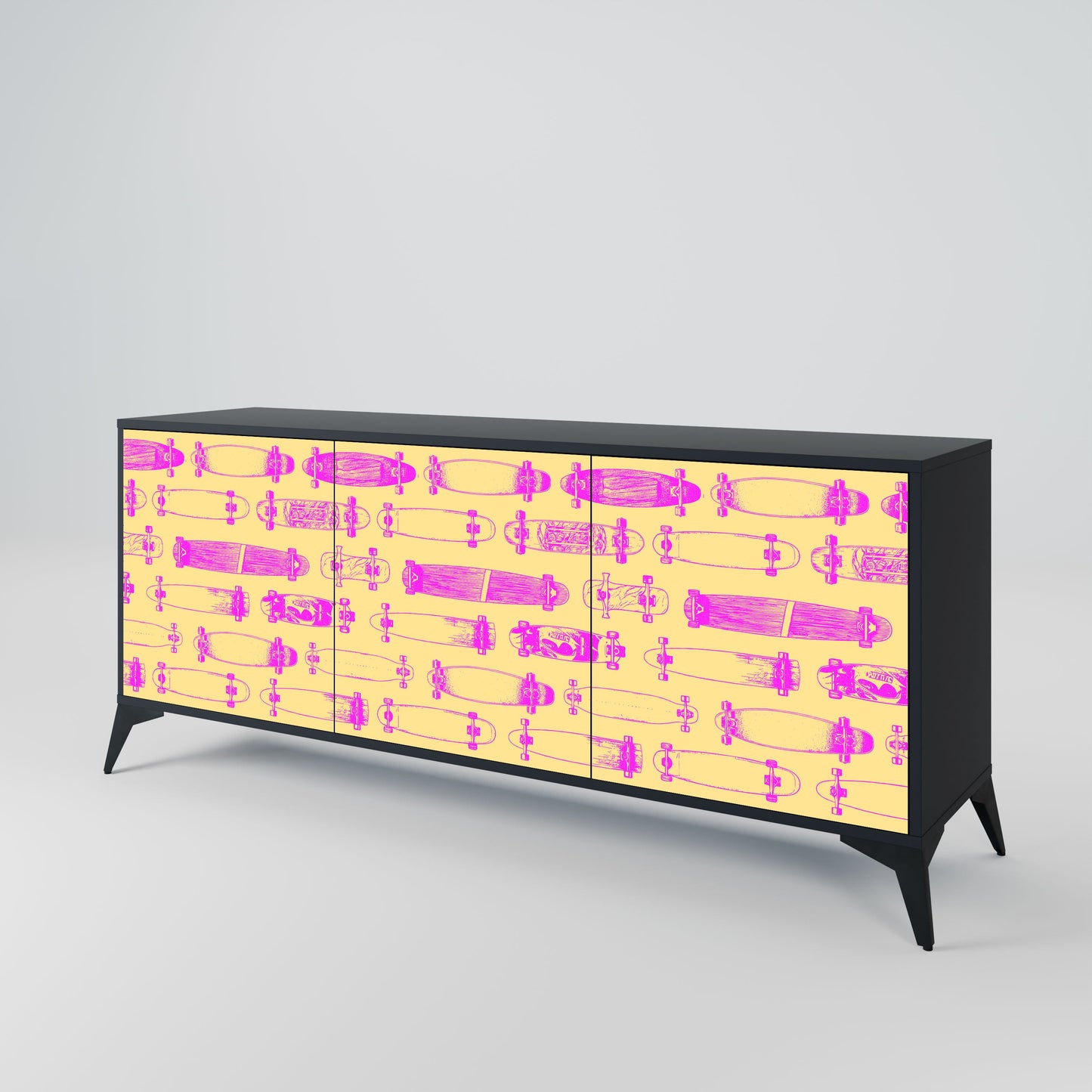 Credenza SKATEBOARD ARTISTRY a 3 ante con finitura nera