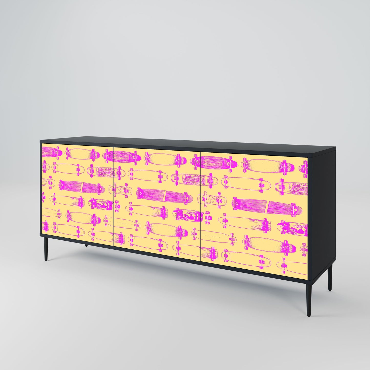 Credenza SKATEBOARD ARTISTRY a 3 ante con finitura nera