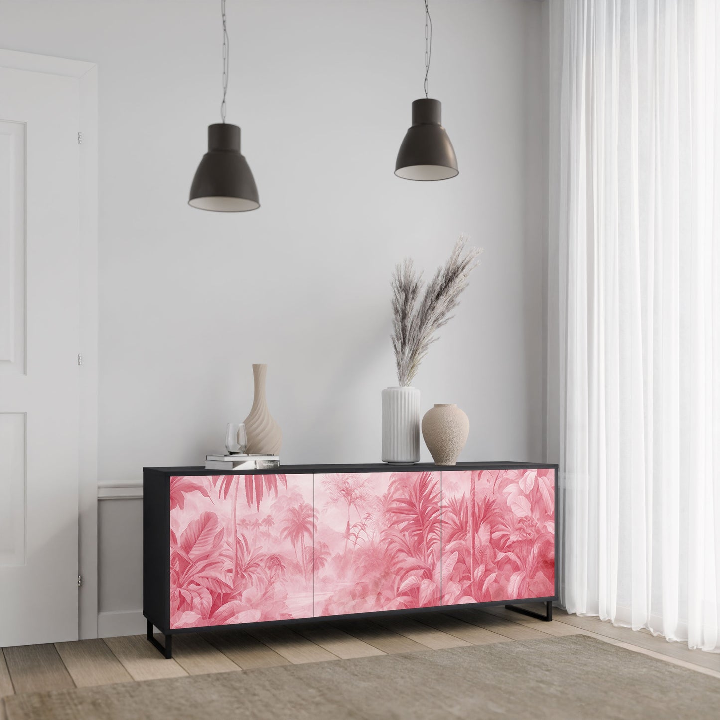 SWEET TROPICS 3-Door Sideboard in Black Finish