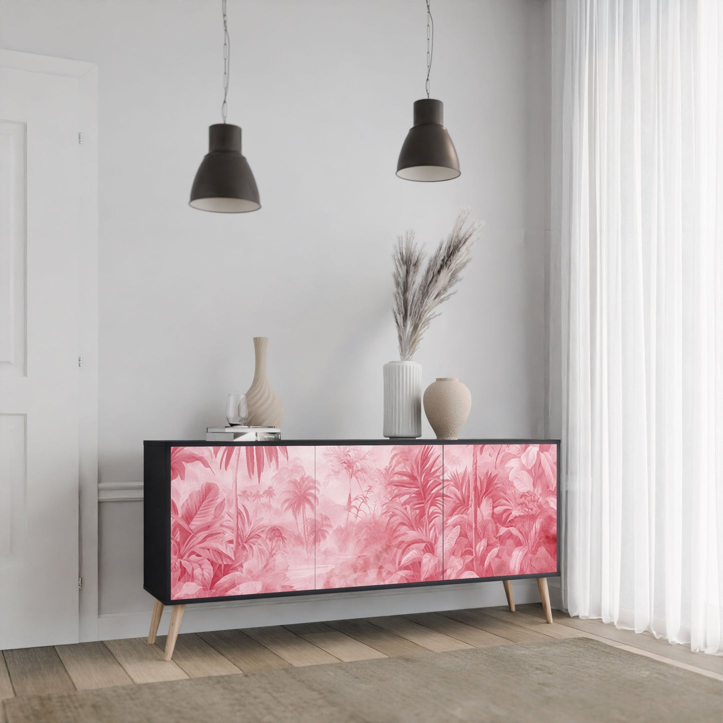 SWEET TROPICS 3-Door Sideboard in Black Finish