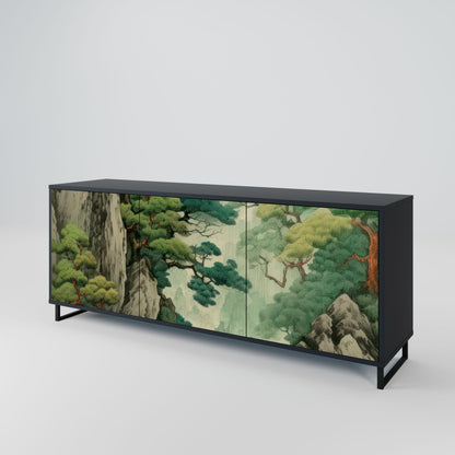 VERDURE ABYSS 3-Door Sideboard in Black Finish