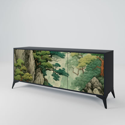 VERDURE ABYSS 3-Door Sideboard in Black Finish