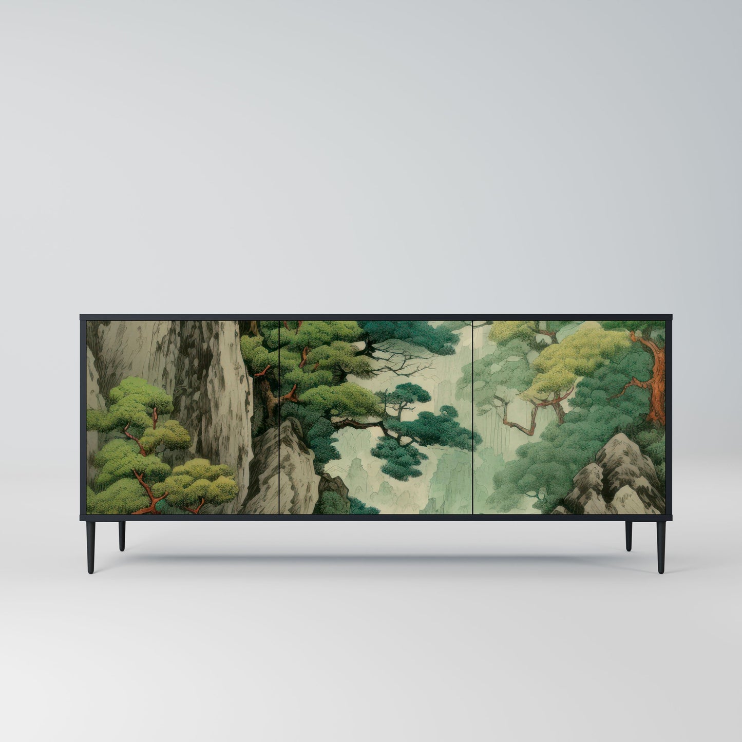 VERDURE ABYSS 3-Door Sideboard in Black Finish