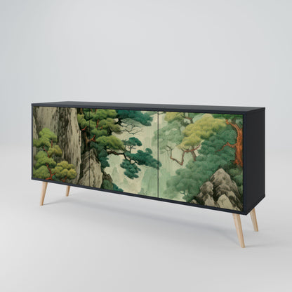 VERDURE ABYSS 3-Door Sideboard in Black Finish