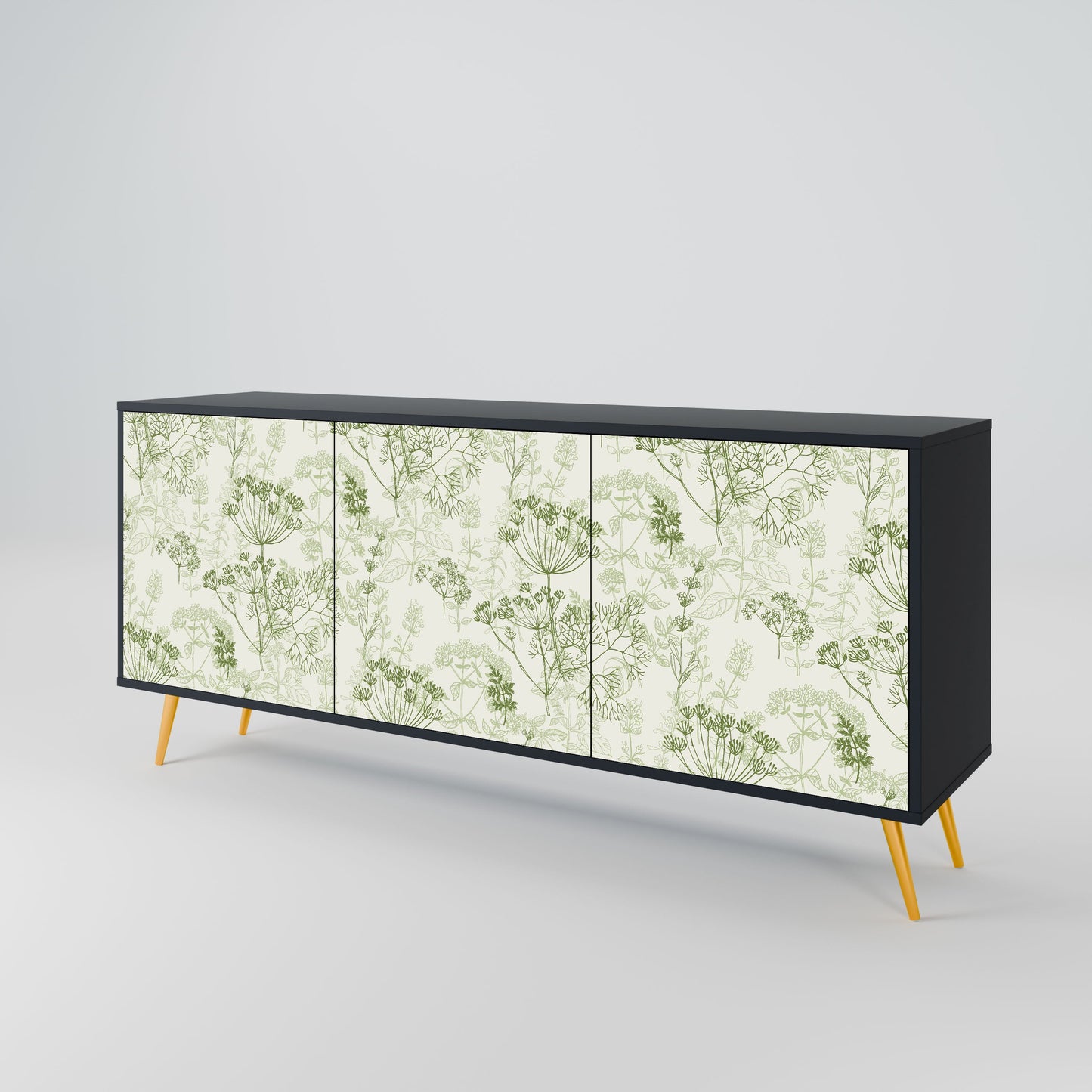 Credenza a 3 ante FENNEL BALDACHIN in finitura nera