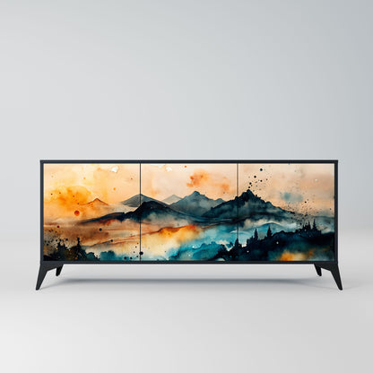 OMINOUS MOUNTAINS 3-Door Sideboard in Black Finish