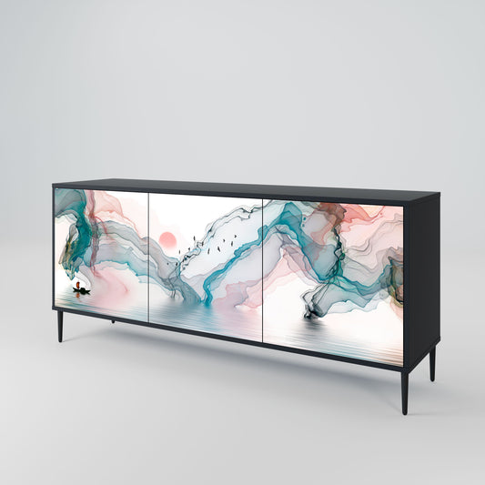 Credenza VELVET CROSSING a 3 ante in finitura nera