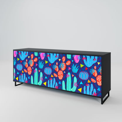 Credenza a 3 ante CACTUS VIBES in finitura nera