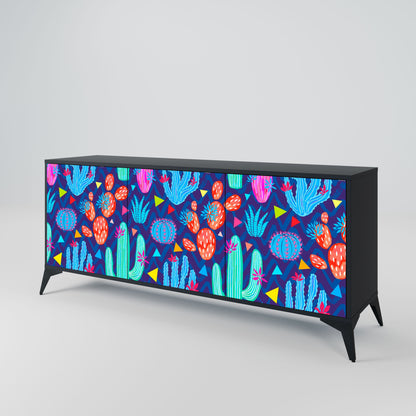 Credenza a 3 ante CACTUS VIBES in finitura nera