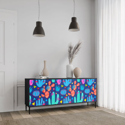 Credenza a 3 ante CACTUS VIBES in finitura nera