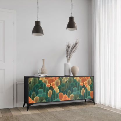 Buffet 3 portes KALEIDOSCOPE D'AUTOMNE en finition noire