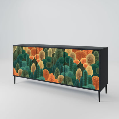 Buffet 3 portes KALEIDOSCOPE D'AUTOMNE en finition noire