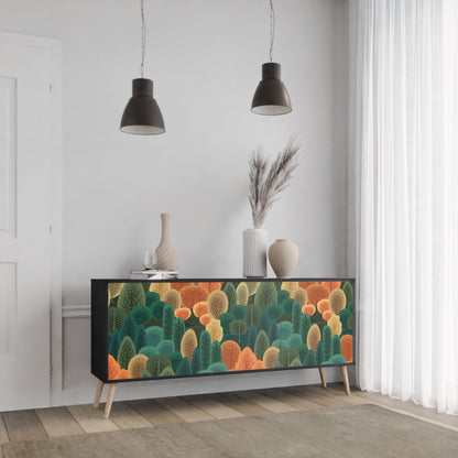 Buffet 3 portes KALEIDOSCOPE D'AUTOMNE en finition noire