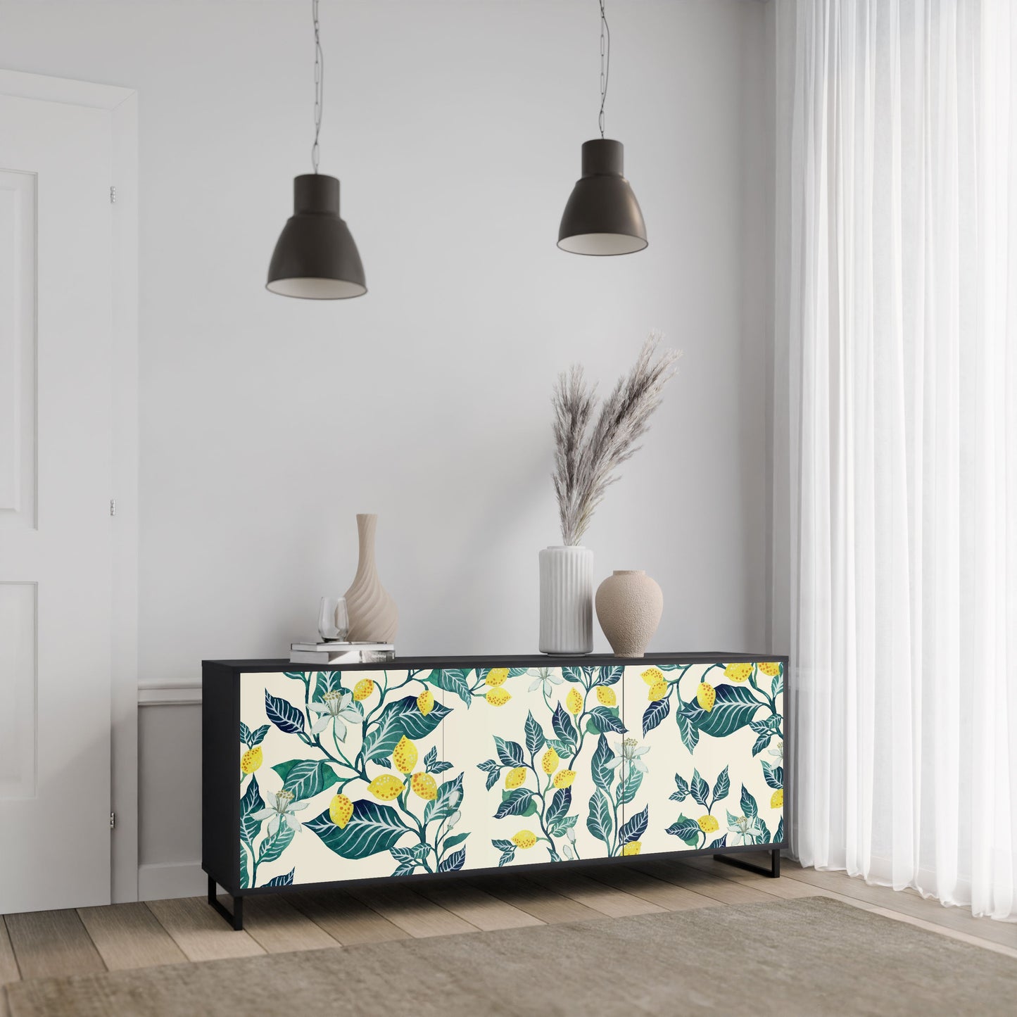 Credenza LEMON TREE a 3 ante in finitura nera