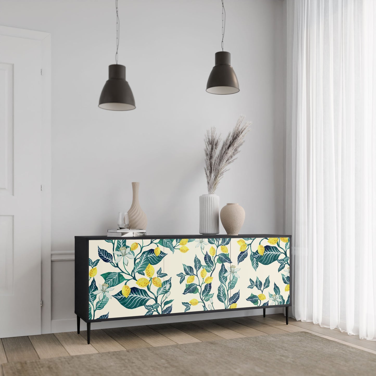 Credenza LEMON TREE a 3 ante in finitura nera