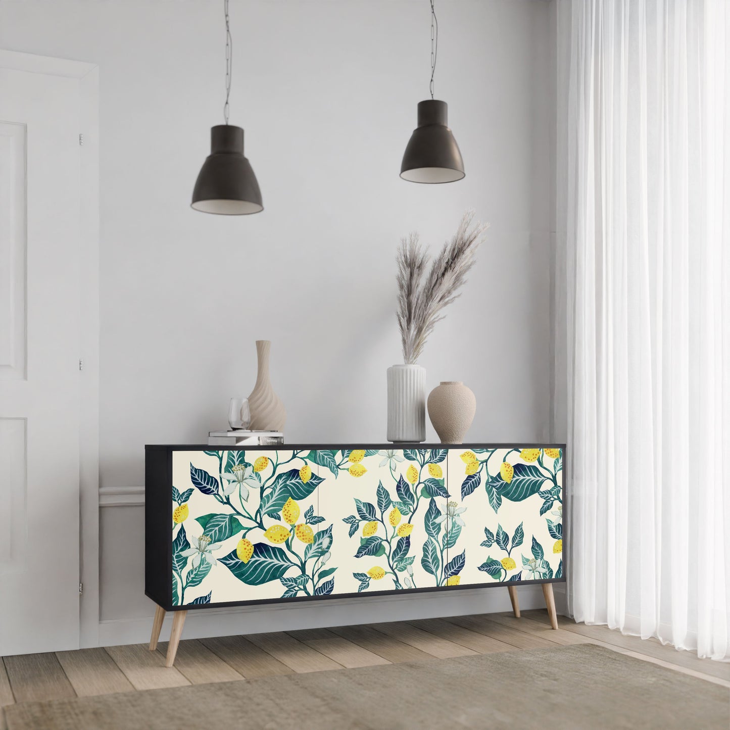 Credenza LEMON TREE a 3 ante in finitura nera