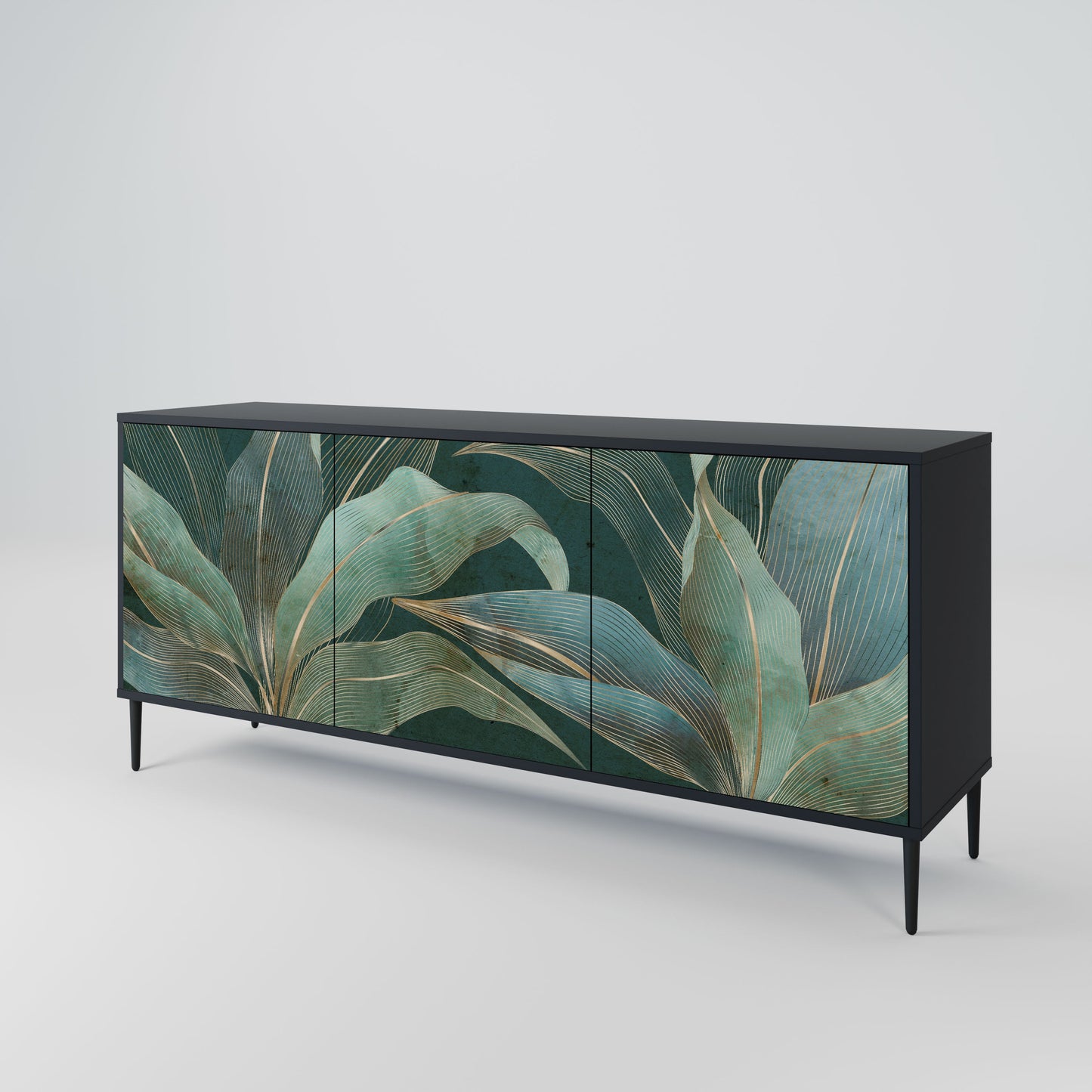 Credenza a 3 ante ROYAL GREEN in finitura nera