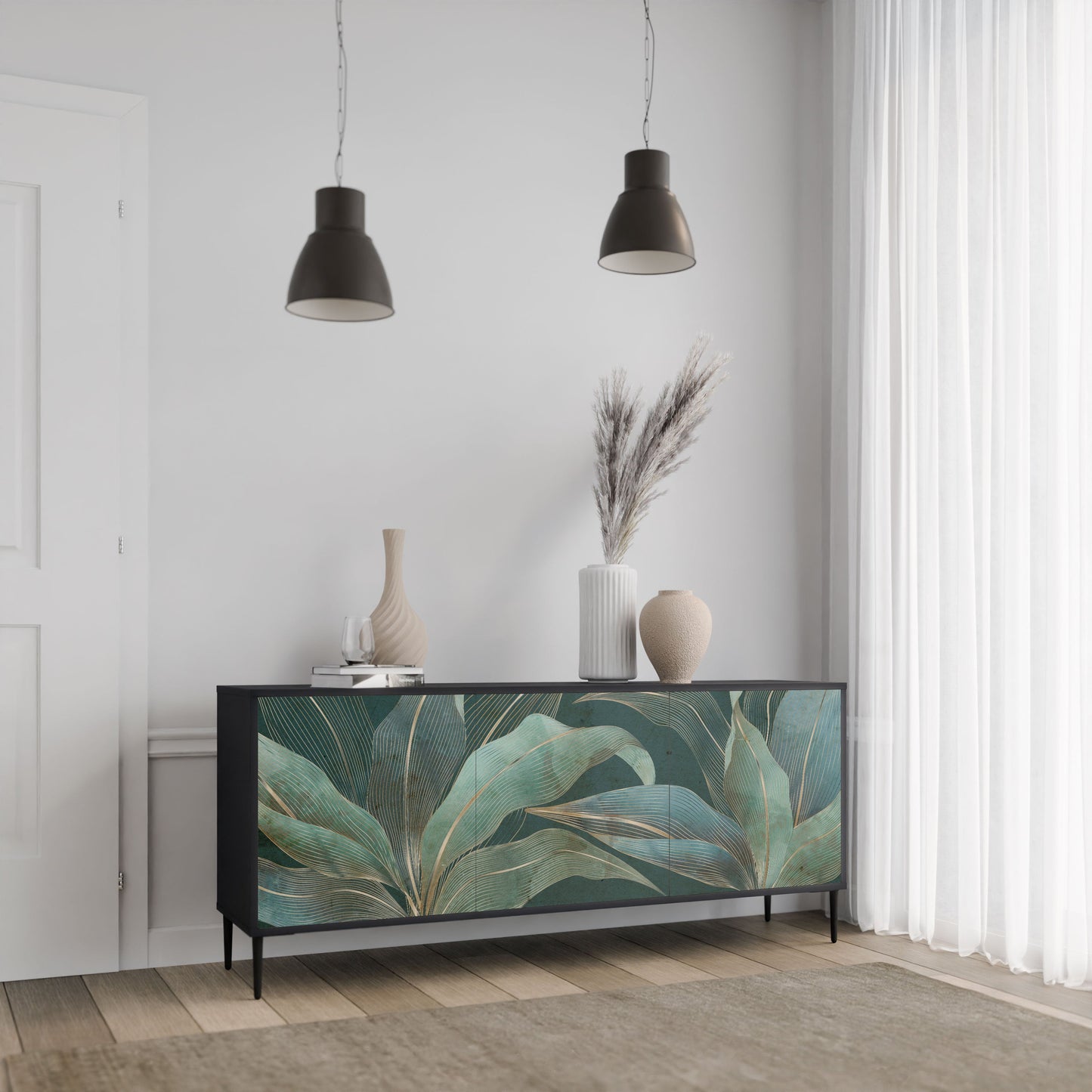 Credenza a 3 ante ROYAL GREEN in finitura nera