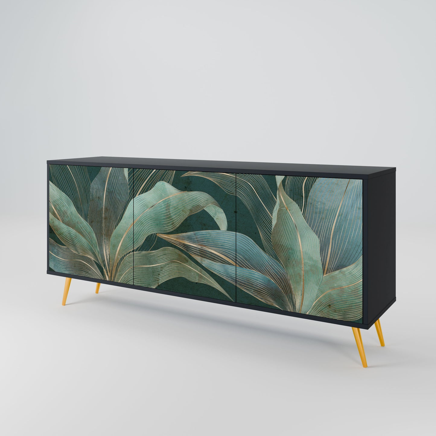 Credenza a 3 ante ROYAL GREEN in finitura nera