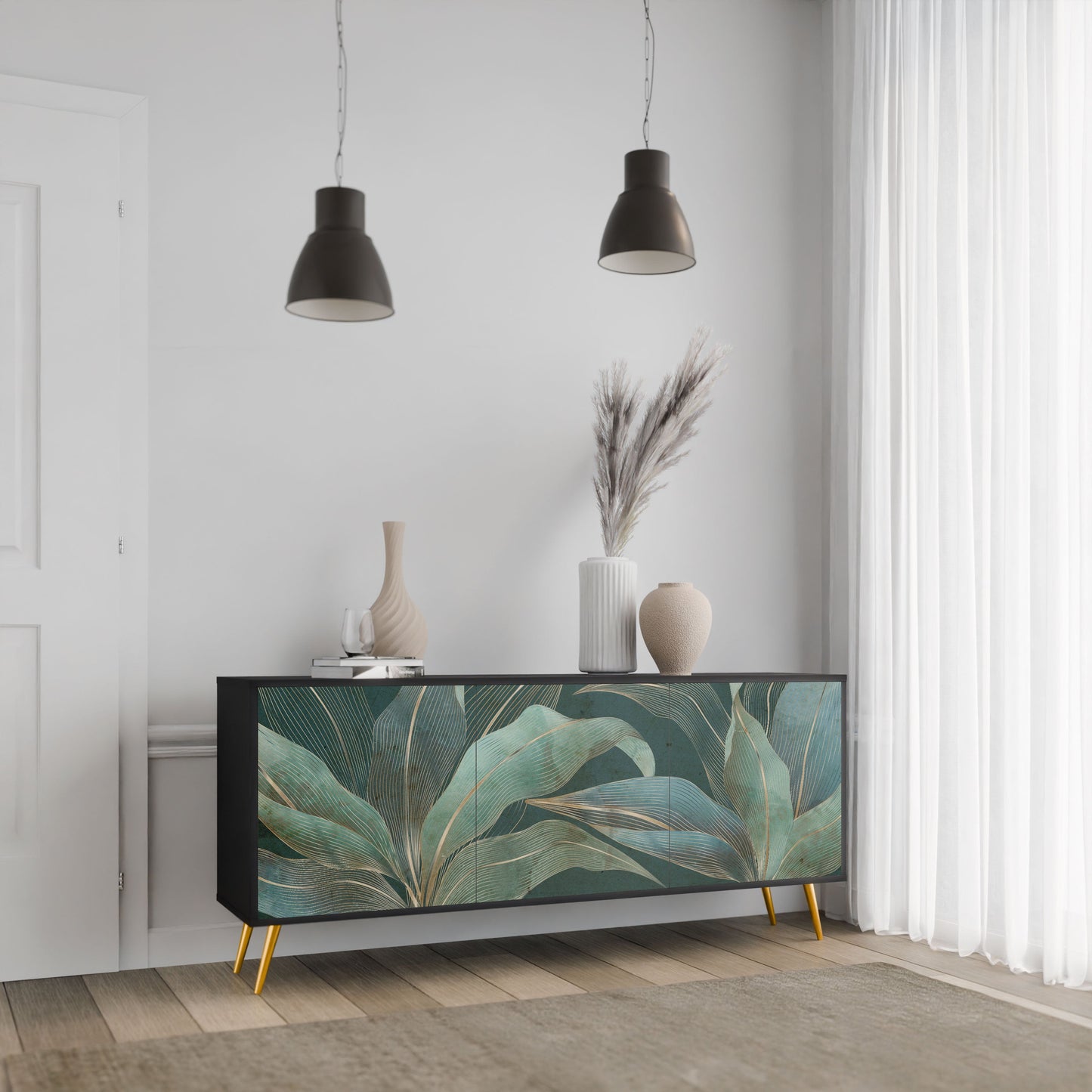 Credenza a 3 ante ROYAL GREEN in finitura nera